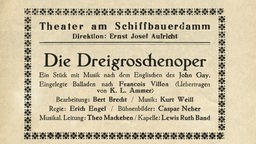 Plakat zur Dreigroschenoper mit dem Bühnenbildner Caspar Neher