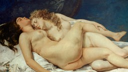 Gemälde "Der Schlaf" von Courbet, Gustave, Öl auf Leinwand zeigt zwei nackte Frauen