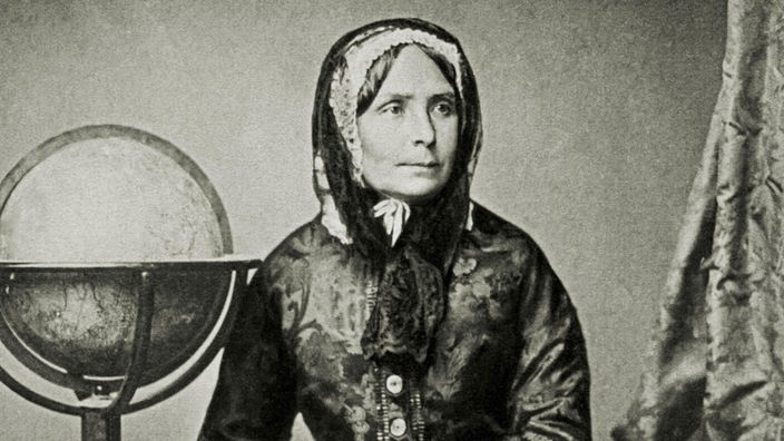 Die Reiseschriftstellerin Ida Pfeiffer (unternahm 1842 und 1856 zwei Weltreisen), undatierte Porträtaufnahme