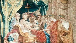 Der Tod Konstantins (Ankyrona, 22. Mai 337; Übergabe des Reiches an die Söhne Konstantin II., Konstantius II. u. Konstans I.) Bildteppich, Pariser Manufaktur, nach Skizze, 1622, von Peter Paul Rubens