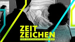 Das Gemälde "Der Schrei" von Edvard Munch mit zwei Betrachter in einer Ausstellung der Wiener Albertina (2016)