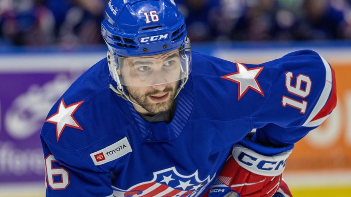 Justin Richards, Neuzugang der Düsseldorfer EG, hier noch im Trikot der Rochester Americans.