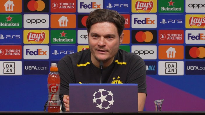 Edin Terzic, Trainer von Borussia Dortmund, auf der Pressekonferenz vor dem Rückspiel in der Champions League