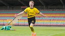 Cole Campbell jubelt über einen Treffer in einem Spiel der Dortmunder A-Junioren.