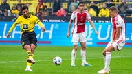 BVB-Neuzugang Felix Nmecha trifft gegen Ajax Amsterdam.