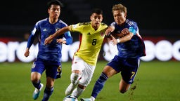 Fußballprofi Gustavo Puerta (M.) im Trikot der kolumbianischen U20-Auswahl