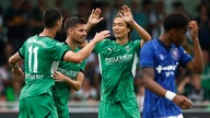 Borussia Mönchengladbach jubelt im Freundschaftsspiel gegen Ipswich Town