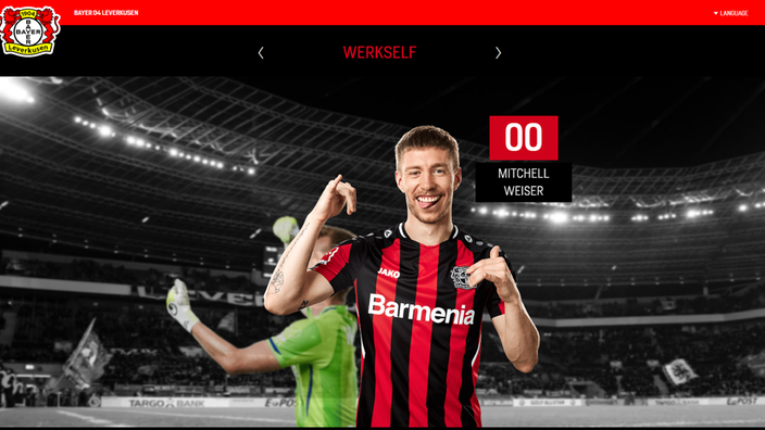 Mitchell Weiser auf der Vereinshompage von Bayer 04 Leverkusen