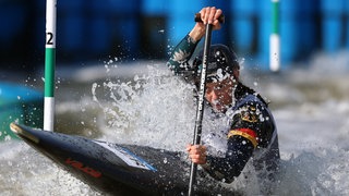 Nele Bayn bei Kajak-Slalom-Weltcup in Krakau.