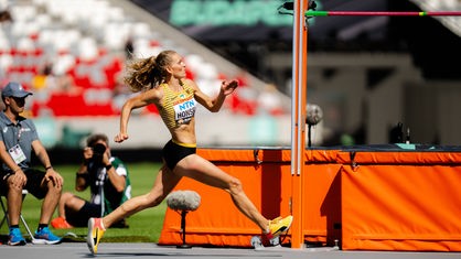 Hochspringerin Christina Honsel bei der Weltmeisterschaft der Leichtathletik in Budapest.