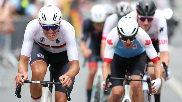 Nils Politt beim olympischen Straßen-Radrennen in Paris.