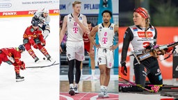  Eishockey in der DEL (l.), die Baskets Bonn (M.) und Biathletin Hanna Kebinger in der Arena Schalke (r.)