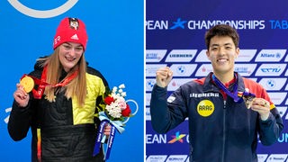 Skeleton Olympiasiegerin Hannah Neise und Tischtennis-Europameister Dang Qiu