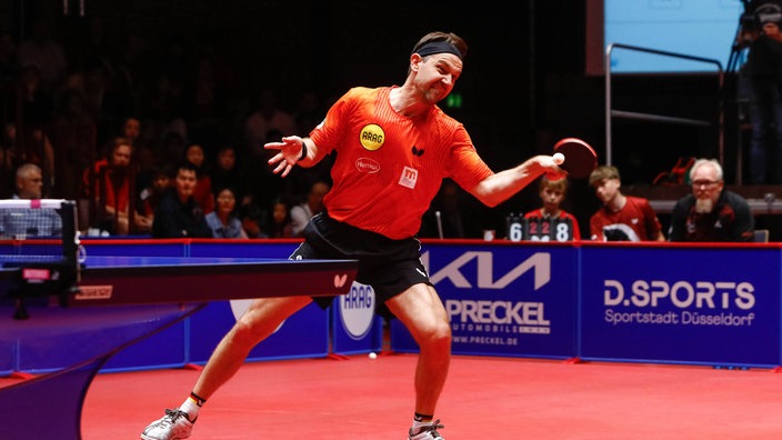 Timo Boll von Borussia Düsseldorf im Spiel gegen die ASC Grünwettersbach.