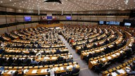 Blick in das Europaparlament in Brüssel.