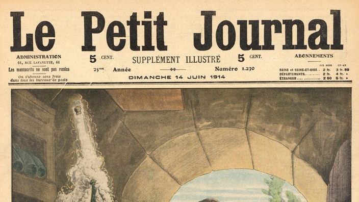 Titelblatt des "Petite Journal": Dom Pierre Pérignon mit sprudelnder Champagnerflasche