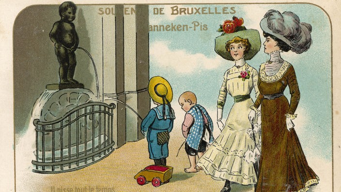 Bildpostkarte mit Manneken Pis, um 1911