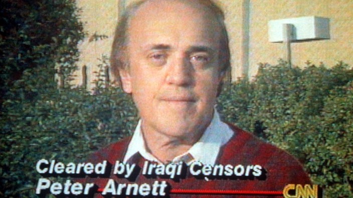 Peter Arnett 1991 bei CNN-Interview mit Iraks Präsident Saddam Hussein