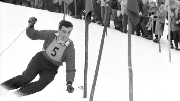 Toni Sailer bei Hahnenkammrennen in Kitzbühel 1956