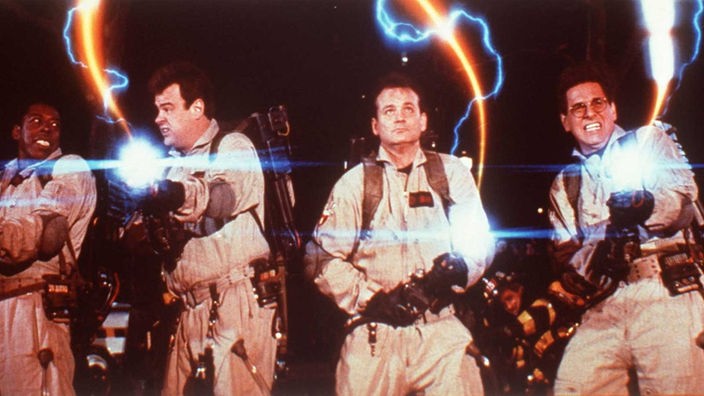 Ernie Hudson, Dan Aykroyd, Bill Murray und Harold Ramis (von links) im Film "Ghostbusters - Die Geisterjäger" von 1984