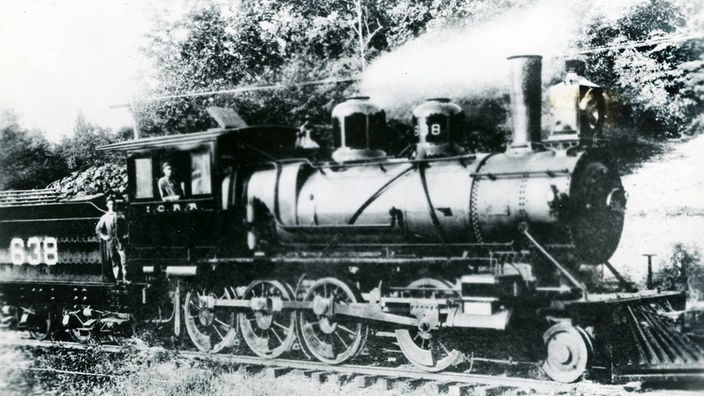 Casey Jones und Heizer Simeon T.Webb mit Lokomotive Nr.638 auf der Strecke Chicago - New Orleans