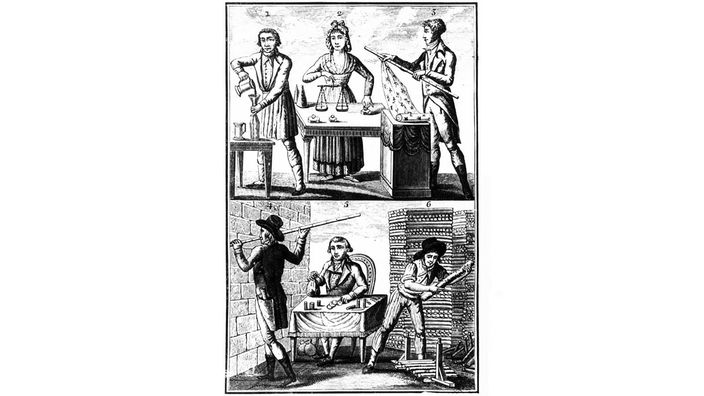 Darstellung der neuen Maße und Gewichte während der Zeit der französischen Revolution, Kupferstich um 1795