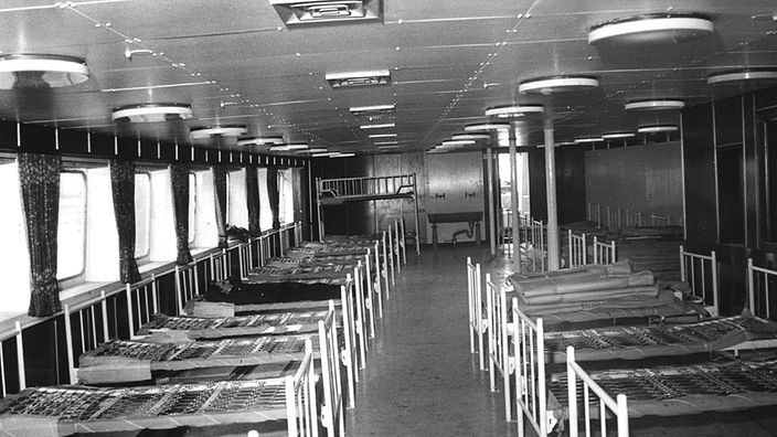 Betten im Hospitalschiff "Helgoland"