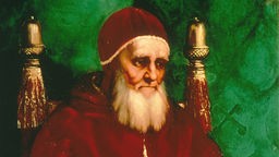 Papst Julius II. (Giuliano della Rovere) auf einem Gemälde von Raffael.