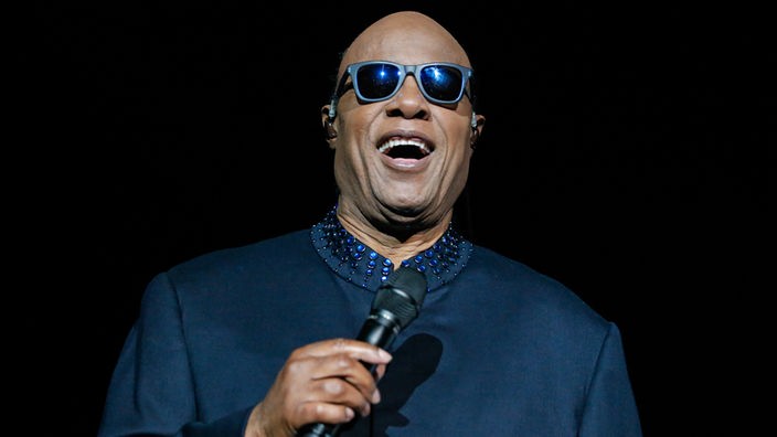US-Sänger Stevie Wonder bei einem Konzert in New Orleans am 24.03.2015