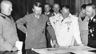 Benito Mussolini, Adolf Hitler, Hermann Göring und Heinrich Himmler in einer Pause der Verhandlungen zum Münchner Abkommen