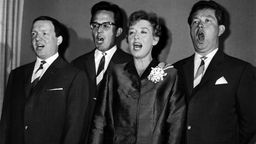 Ursula Noack mit (v. li.) Hans J. Diedrich, Dieter Hildebrandt und Klaus Havenstein, 1961