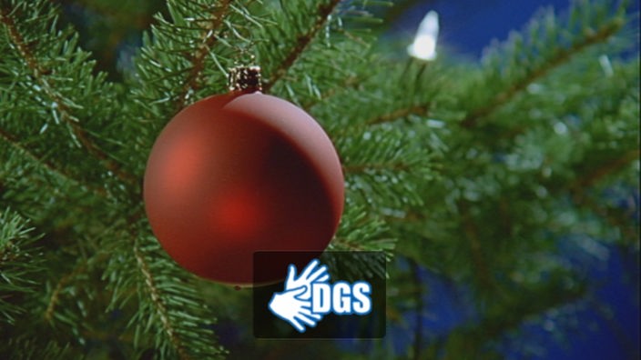 Christbaumkugel am Weihnachtsbaum mit DGS-Logo