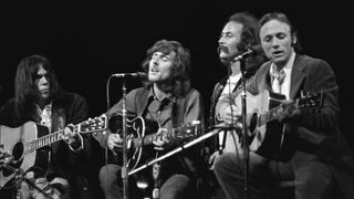 Crosby, Stills, Nash and Young bei ihrem ersten Auftritt 1969 in New York