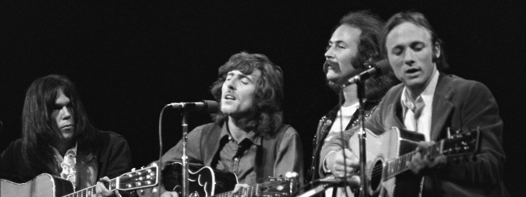 Crosby, Stills, Nash and Young bei ihrem ersten Auftritt 1969 in New York