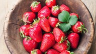 Das Bild zeigt eine Schale voller Erdbeeren. 