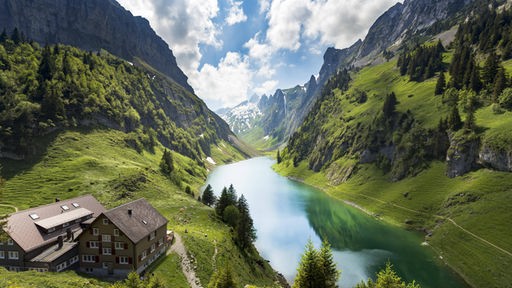 Das Bild zeigt: Den Ausblick auf den Fählensee in der Schweiz. 