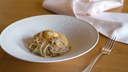 Das Bild zeigt das fertige Gericht Carbonara die Montagna