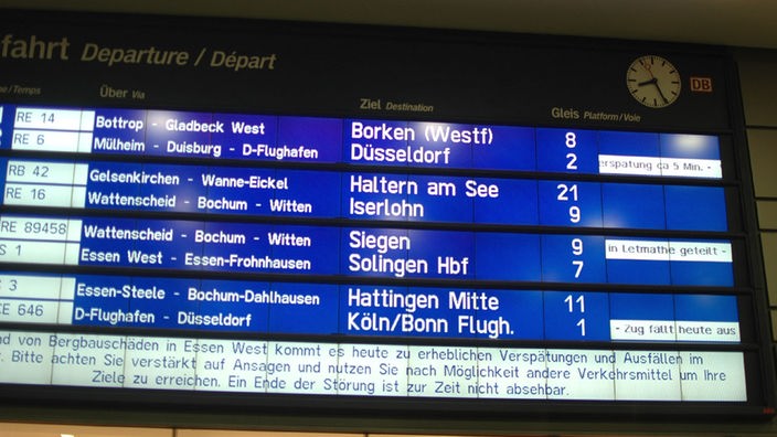 Anzeigetafel am Hauptbahnhof Essen