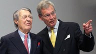 Gerhard Cromme, Aufsichtsratsvorsitzender der Thyssen-Krupp AG, und Berthold Beitz