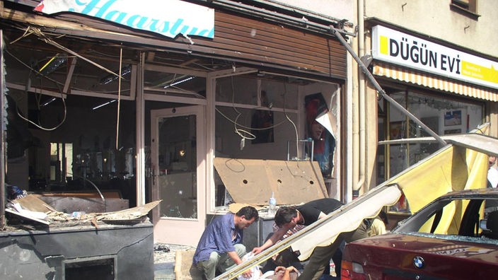 Der Friseursalon von Hasan Yildirim nach dem Anschlag