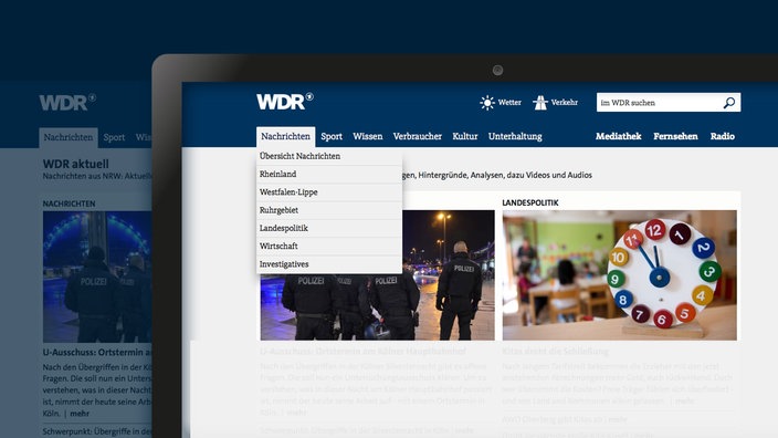 Montage: Screenshots neue WDR Seiten