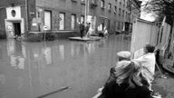 Hochwasser in der Altstadt von Köln, 1987